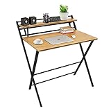 折りたたみデスクパソコンデスクデスク 折りたたみ式 省スペース収納家庭用折りたたみ小さなアパートの多機能テーブルシンプルデスク組み立ては不要(木目×黒色,長さ80cm *幅50cm)