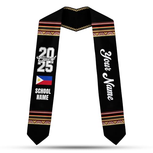 MonkeyVan Philippine Graduation Stole Philippines Graduation Flag Stole Sash Philippine American Flag Graduation Sash Plp5