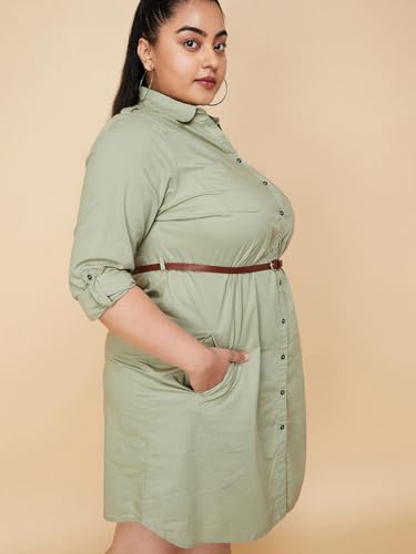 Image of Max Plus Size Women Solid Belted Tunic