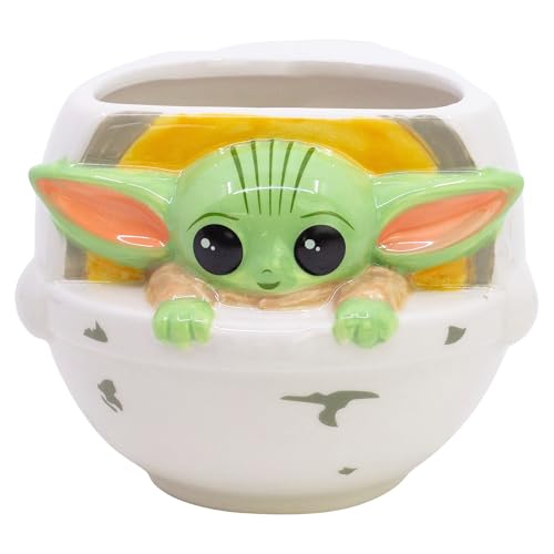 Stor KERAMIKTASSE 3D 450 ML GROGU Grün (mit Braunen und Weißen Details)