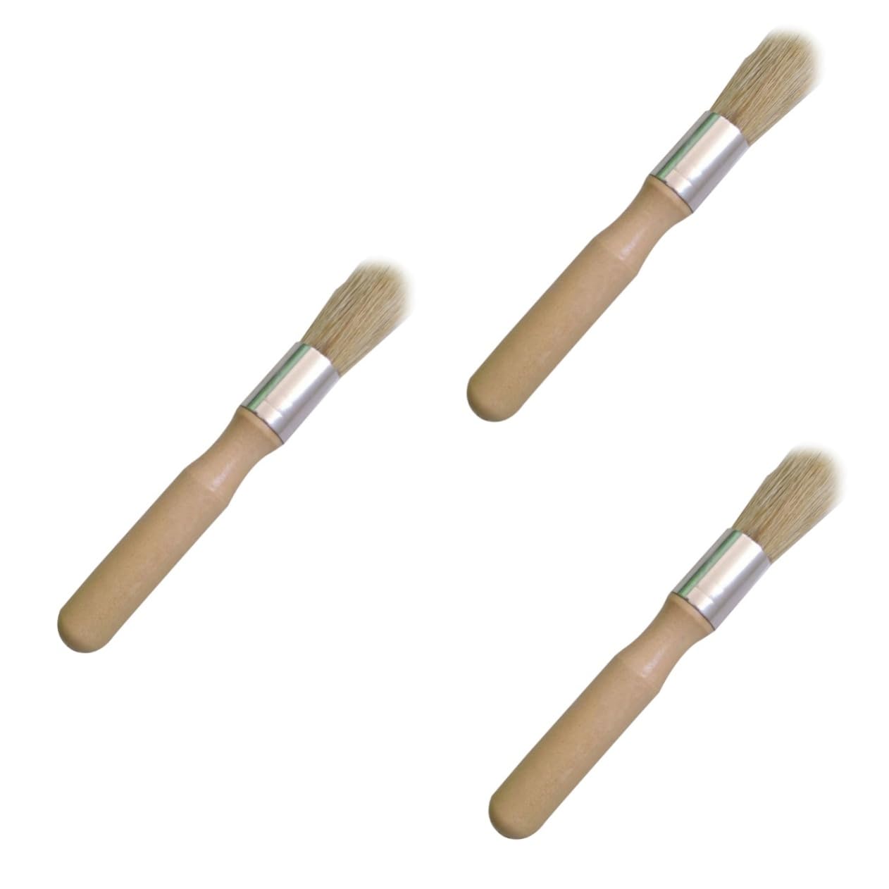 HANABASS 3 Set Di Spazzole Rotonde Con Manico in Legno E Setole Naturali Per Barbecue E Cucina 3 Pezzi*3