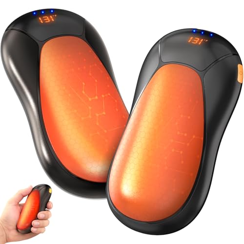 JIJ Rechargeable Hand Warmers 2 Pack - 8000mAh Electric Hand Warmers, Instant 2s Heating, 3 Heat Levels with Digital Display, Safe Gift for Men & Women – Camping, Hiking, Golf, Hunting, Birthday