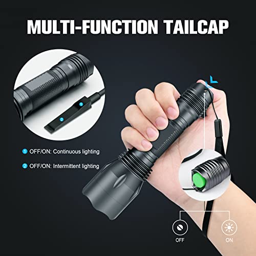 Feerien Green Light Tactical Flashlight, 350 Yards Hunting Flashlight With Universal Picatinny Rail Mount, Remote Pressure Switch For Night Hunting, Runs 5 Hours Grey #TOP1