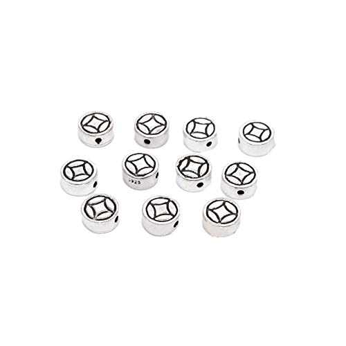 Perles de monnaie en argent sterling 925 pour bijoux artisanaux fins x10