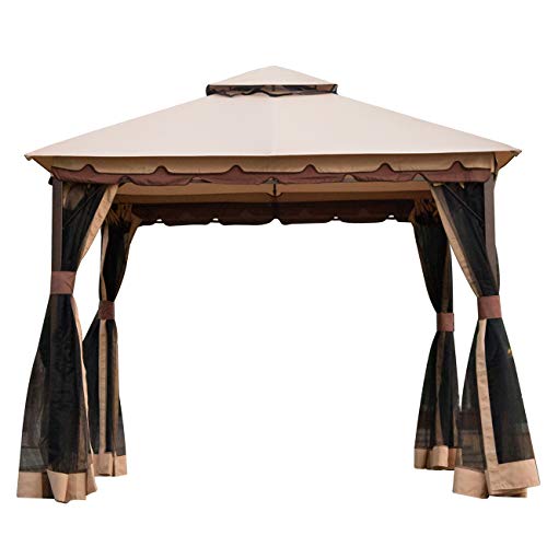 Sunnyglade 10' x10' Gazebo Canopy Soft Top Outdoor Patio Gazebo Tent Garden Canopy