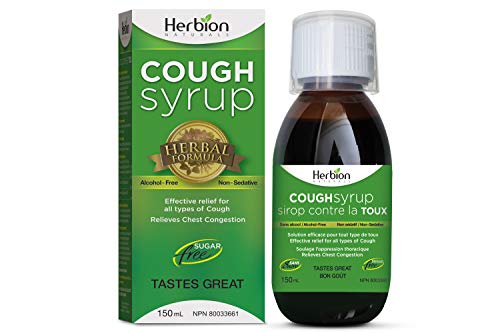 Herbion Naturals Sugar-Free Cough Syrup, Effective Relief for All Types of Cough, Soothes Throat, 5 FL Oz Cover