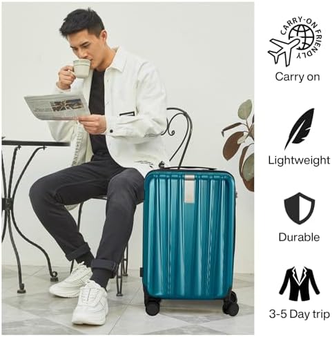 Hanke Luggage Sets 3 piece Carry On Luggage with Wheels PC Hard Shell Suitcases Lightweight Checked Travel Luggage Extra Large Travel Suitcase Woman Men 20/24/29 Inch(Caribbean Blue) — view 6