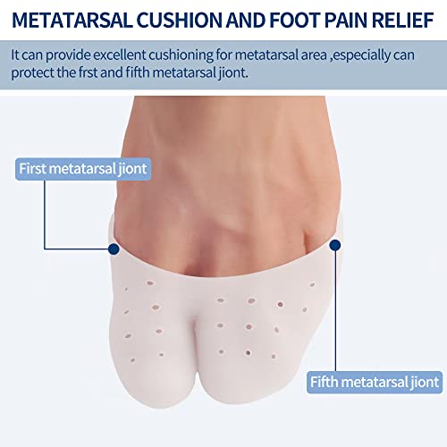 Image of 2 Pairs Gel Toe Caps Protectors Silicone Toe Sleeves Metatarsal Pads Ball of Foot Cushion Soft Forefoot Cushioning for Men Women Toe Sleeves Guards for Pain Relief