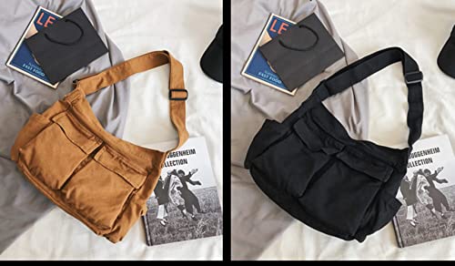 Image of Women Shoulder Bags Canvas Tote Bag Handbag Large Hobo with Pockets Work Bags for Women and Men