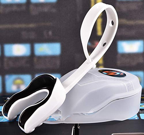 image for Oral Mart White/Black Sports Mouth Guard with Strap (Ice Hockey/Footba