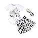 Odizli Neugeborenen Set Baby Mädchen Kleidung Frühchenkleidung Kurzarm Strampler Body+Blumen Shorts+Stirnband 3tlg Bekleidungssets Sommer Klamotten Babykleidung 108#Weiß-little sister 0-3 Monate