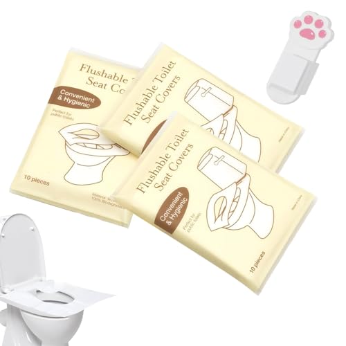 Jimkply - Juego de 30 fundas para asiento de inodoro desechables, lavables y antibacterianas, empaquetadas individualmente para máxima higiene, para viajes, baños públicos, hoteles y hospitales