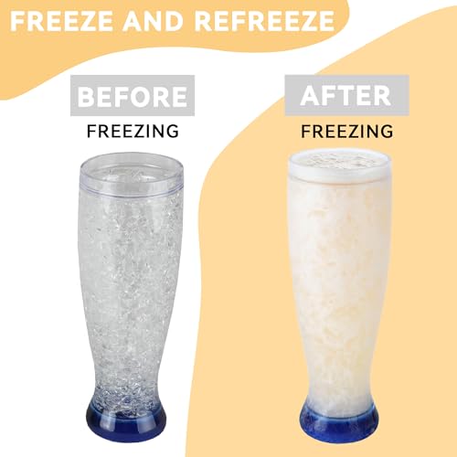 Image of Lily's Home Freezer Beer Mugs, Set of 4-16 oz Double Wall Insulated with Liquid Gel, Frosty Chiller Cups, Break-Resistant Acrylic Freezable Glasses for Home Bar, Pool Parties, BBQ & Outdoor Gifts