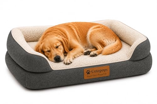 Image of Cutepups Dark Grey Orthopedic Dog Bed Small Size (S) - Cozy Washable Pet Sofa Bed for Puppies & Small Dogs