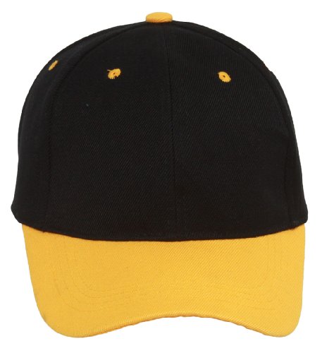 Top Headwear Two-Tone Adjustable Baseball Cap, Black Gold #TOP1