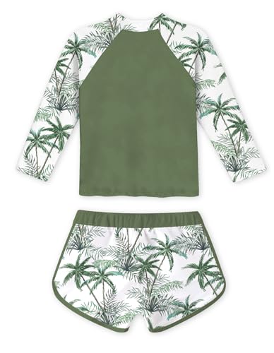 Image of Vogseek 4-10T Girls Rashguard 2 Pieces Long Sleeve Swimsuit Swimwear with Shorts