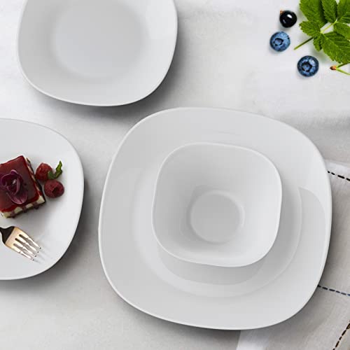 Dinnerware Set, Meky 18-Piece Opal Dishes Sets Service For 6|11" Plates|6" Bowl Sets | Dish Sets-Square #TOP3
