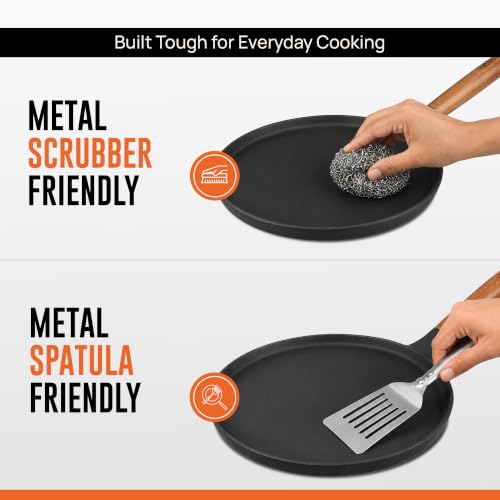 Image of KROSLO Lightweight Cast Iron Naturally Non Stick Dosa Tawa 28 cm | 100% Non-Toxic | Rust Resistant | Metal Spatula Friendly | Baby Food Safe