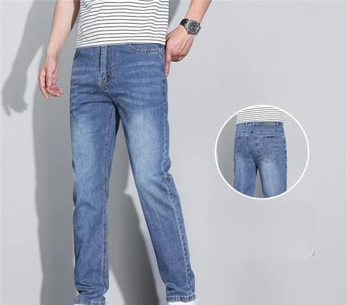 Men's Ice Silk Jeans Summer Thin Straight Leg Slim Fit Stretch Denim Pants Outdoor Business Casual3