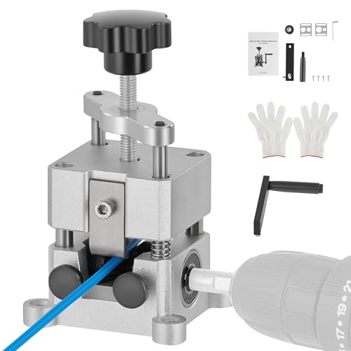CREWORKS Wire Stripper Machine, 0.06\"-1\" Manual Wire Stripping Machine, Drill Compatible Copper Wire Stripping Tool for Scrap Wire with 2 Feed Hole Plates, Wire Stripper Power Tool for Cable Recycling