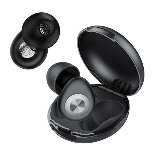 CASCHO Tapones Oidos Ruido Dormir, Tapones Reutilizables de Silicona Suave con Reducción de Ruido 45dB, Diseño Ergonómico Ligero, Sueño/Trabajo/Viajes, 4 Tallas (XS/S/M/L), Negro