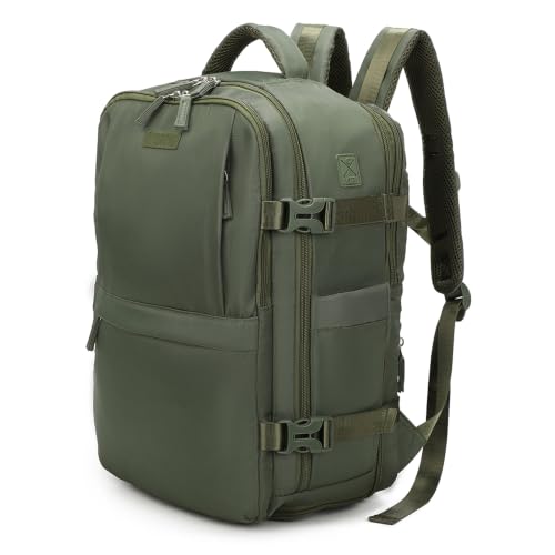 1990s Mochila de cabina para Ryanair 40x30x20cm | compartimiento de zapatillas | Mochila casual impermeable compatible con portátil 16 Pulgadas | VerdeMilitar