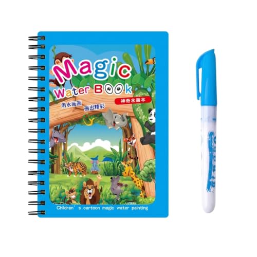 Paint With Water Books For Kids, 1 Pack Reusable Aqua Art Drawing Book Animal World Coloring Books For Kids Ages 4-8 Spiral Bound Magic Water Book For Toddlers Early Learning Travel Activity image 2