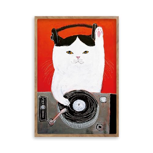 阪画屋 アートパネル アートボード ポスター 玄関 壁画 壁掛け 壁飾り 部屋飾り 飾り絵 絵 絵画 油絵 ソファの背景画 インテリア 現代 モダン フレーム 額付き 木枠付きの完成品 木目調 キャンバス 猫 ネコ ペット アニマル 動物 プレゼント ギフ