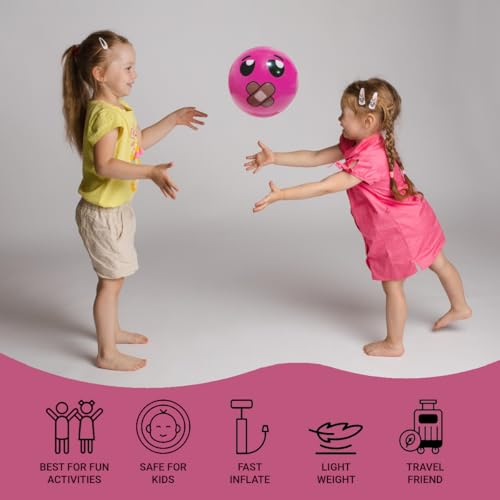 Image of GENIE'S Toy Bus 6-Inch Smiley Scented Play Ball | for Pool, Beach & Garden | Perfect for Outdoor & Indoor Play | PVC Ball for Kids & Adults I Pack of 2 (Multicolor)