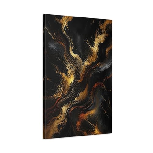 Art abstrait marbre noir et or pour habiller un grand mur