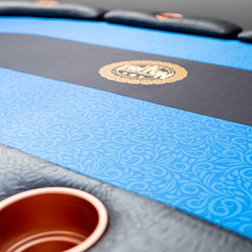 Triton Portable Poker Table Mat 10 Player Blue - Multi-Spandex Fabric Rubber Portable Poker Game Mat With Zippered Oxford Fabric Carry Bag - 77.75" L X 35.5" W #TOP2