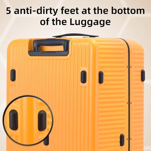 Image of Kaleenie 29 Inch Aluminum Checked Luggage with Side Opening Zipper, Lightweight Hardshell ABS+PC Suitcase with TSA Lock, 360 Universal Wheels, Orange