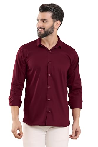 Image of FILO HEVIS Men's Solid Regular Fit Cotton Casual Shirt with Spread Collar & Full Sleeves.
