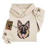 GODLOVER Custom Embroidered Dog Mom Sweatshirt and Hoodie, Line Art Dog Cat Image, Personalized Portrait Shirt, Custom Dogs Name On Sleeve, Dogs Mom Sweatshirts, Pet Lover Gifts, Sweatshirts For Women