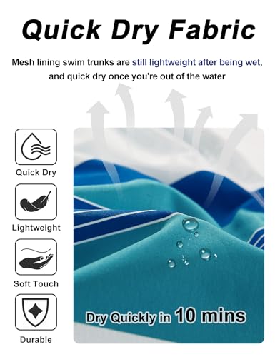 Image of BOJIN Mens Swim Trunks 9 inch Quick Dry Stretch Swim Shorts Mesh Lining Bathing Suits Swimwear Beach Shorts with Pockets