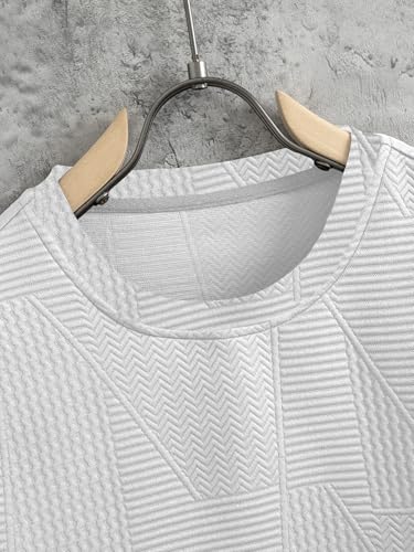 Image of GRECIILOOKS Full Sleeve T Shirt for Men | Casual T-Shirts for Man|Poly Cotton Textured Oversized Fit T-Shirt | Round Neck T-Shirt's