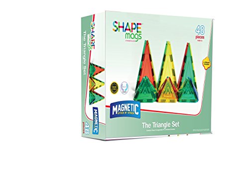 Shapemags 48 Pcs Magnet Building Tiles Magnetic Blocks - Magnetic Toys Triangle Accessories Set, Award Winning Stem Educational 3D Construction Blocks Set, Magnetic Tiles Building Set For Kids #TOP2