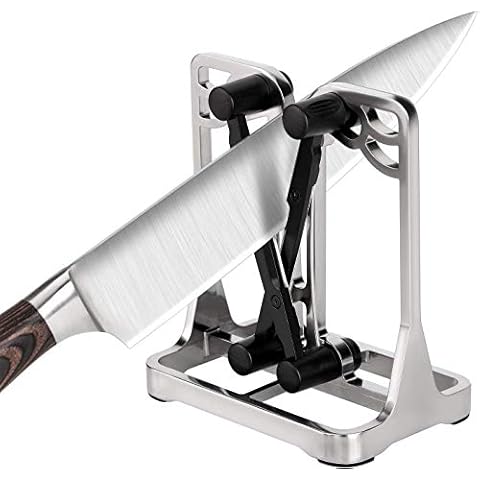 Knife Sharpener Manual Knife Sharpeners: Upgrade Made of Full Metal Bracket - Safe, Easy to Use Kitchen Tools Cover