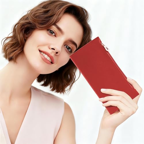 Image of Tipmile Slim Wallet for Women, RFID Blocking Credit Card Holder | Thin Compact Bifold Wallet with Zipper, Ladies Gift
