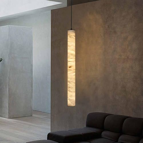 Lámpara colgante de mármol de tubo largo y piedra de lujo LED