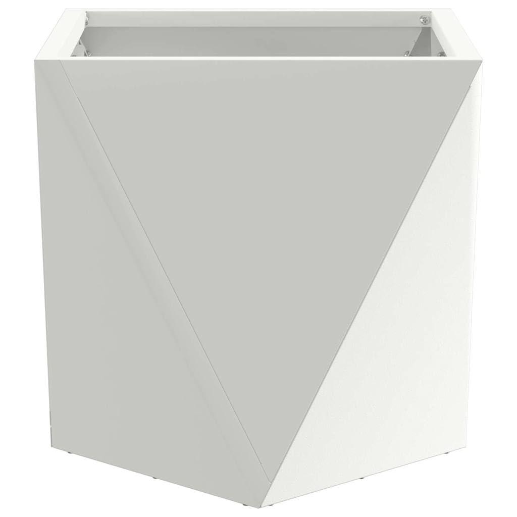 White Plant Pot 2 szt. 30 x 30 x 30 cm Stalowy pojemnik ogrodowy z drenażem, do użytku na zewnątrz i wewnątrz, trwała roślina do kwiatów, ziół, sukulentów, kaktusów, storczyków, bonsai