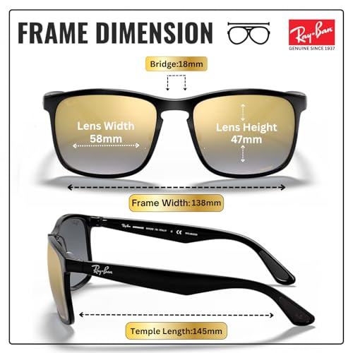 Image of Ray-Ban RB4264 CHROMANCE POLARIZED Square Shape Sunglasses for Men with Official Eyewear Kit