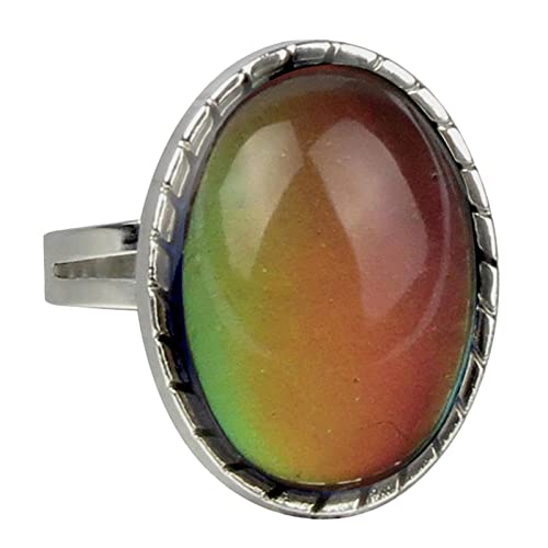 Stxdynjy Anillo de Ánimo Ovalado Ajustable Joya con Diseño Retro y Función de Cambio de Color Múltiple en Aleación y Cristal Puro Adecuado para