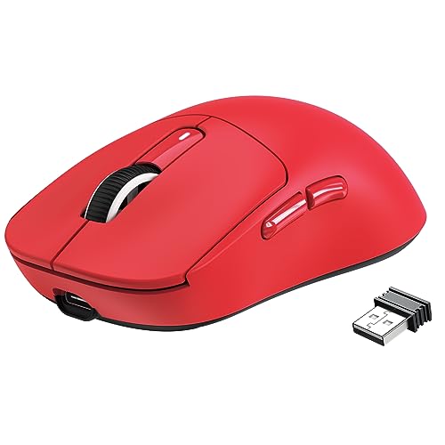 Image of ATTACK SHARK X3 Wireless Gaming Mouse, 49g Ergonomic Computer Mouse, Triple Modes PAW3395 26K DPI Optical Sensor, 200h Battery Life, Programmable Buttons, Gaming Accessories for PC /Laptop /Mac (Red)