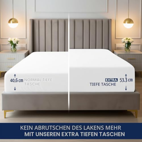 Utopia Bedding Spannbettlaken für Queen-Size-Bett, extra Tiefe Tasche, passend für Matratzen bis zu 53,3 cm, Hotel-Luxus, weich… – Ansicht 2