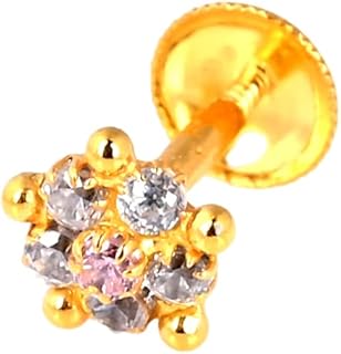 Filigree Flower Nose Stud Sterling Silver Nose Stud White Gold or Rose Gold Nose Ring Stud L Shape or Nose Bone 22G 20G 18G Nose Stud