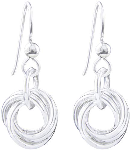 Dainty Love Knot Circle Dangle Earrings Made From Recycled 925 Sterling Silver Simple Everyday Jewelry Gift idea for Women