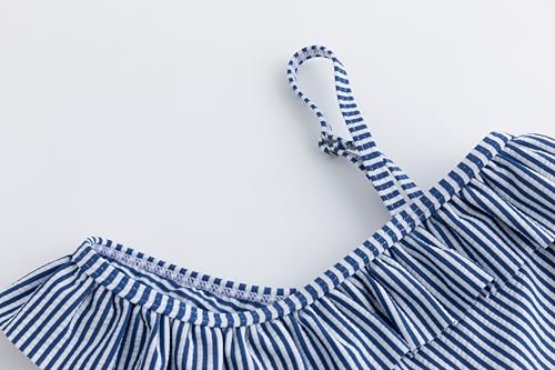 Image of LIZENS Girls Two Piece Swimwear Ruffle Trim 2-12Years Flounce Striped Beach Bathing Suit