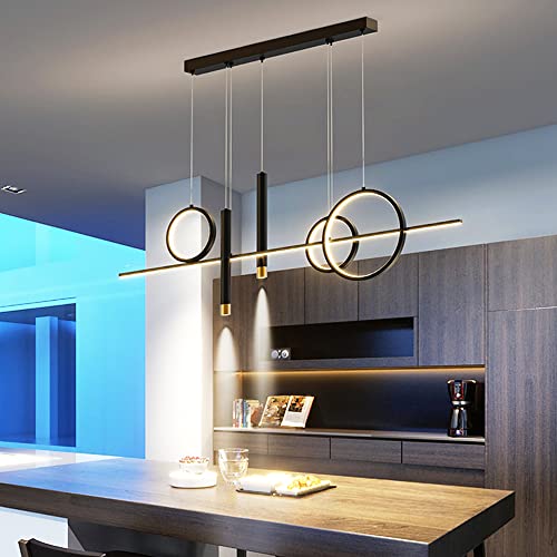 JMrider LED Hängeleuchte Dimmbare Mit Fernbedienung Pendelleuchte 62W Höhenverstellbar Pendellampe Moderne Ring Aluminium Hängelampe Schlafzimmer Wohnzimmer Esszimmer Kronleuchter Beleuchtung,Schwarz Cover