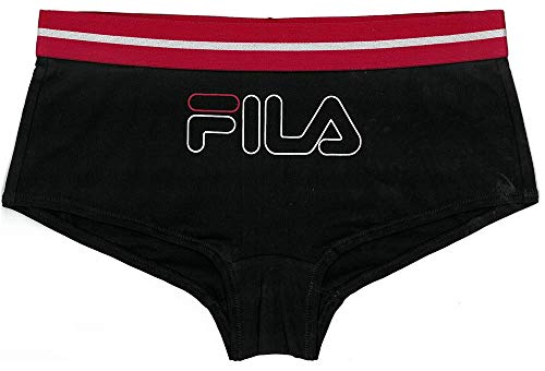 Fila Women's Classic Logo Cotton Hipster Panty, Black Hipster, Small